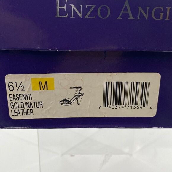 Enzo Angiolini Bamboo Easenya Open Toe Heels Leather‎ Gold Natural 6.5 - Picture 14 of 15